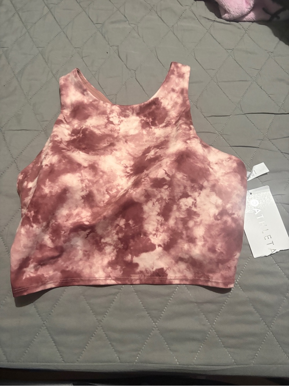 Athleta Mauve Pink Tie-Dye High-Neck Crop Tank